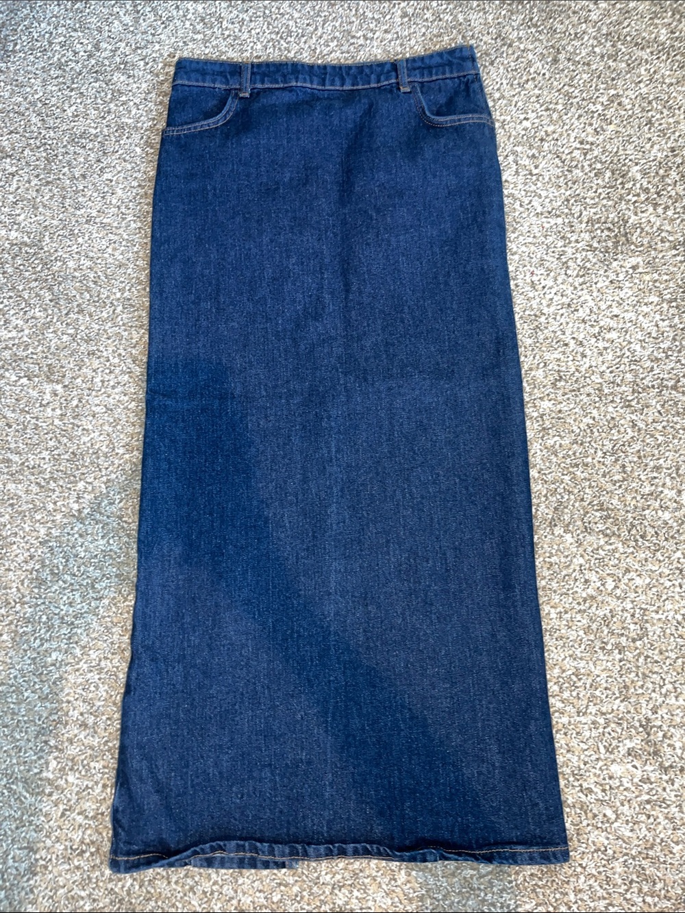 ZARA Dark Blue Straight-Leg Denim Skirt With Backslit
